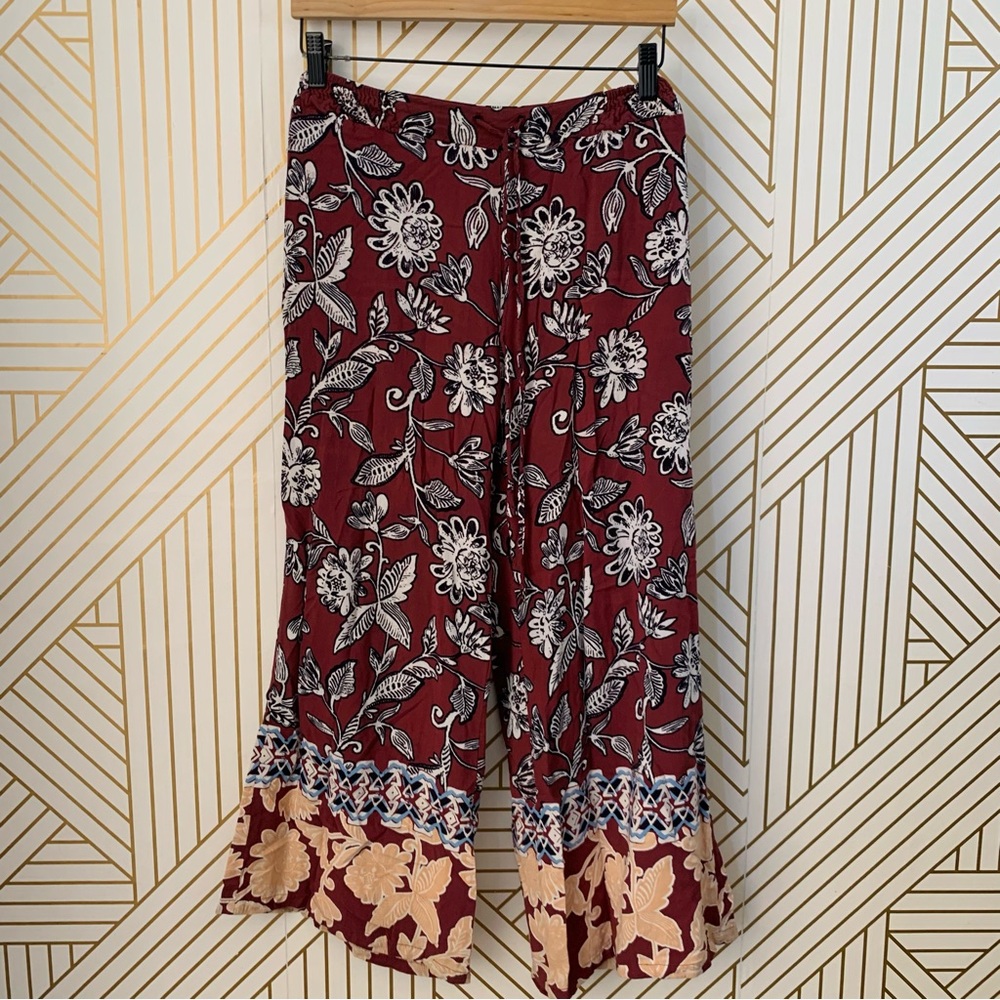Angie Floral Wide Leg Pants Gypsy boho Bohemian Hippe festival Coachella rayon S